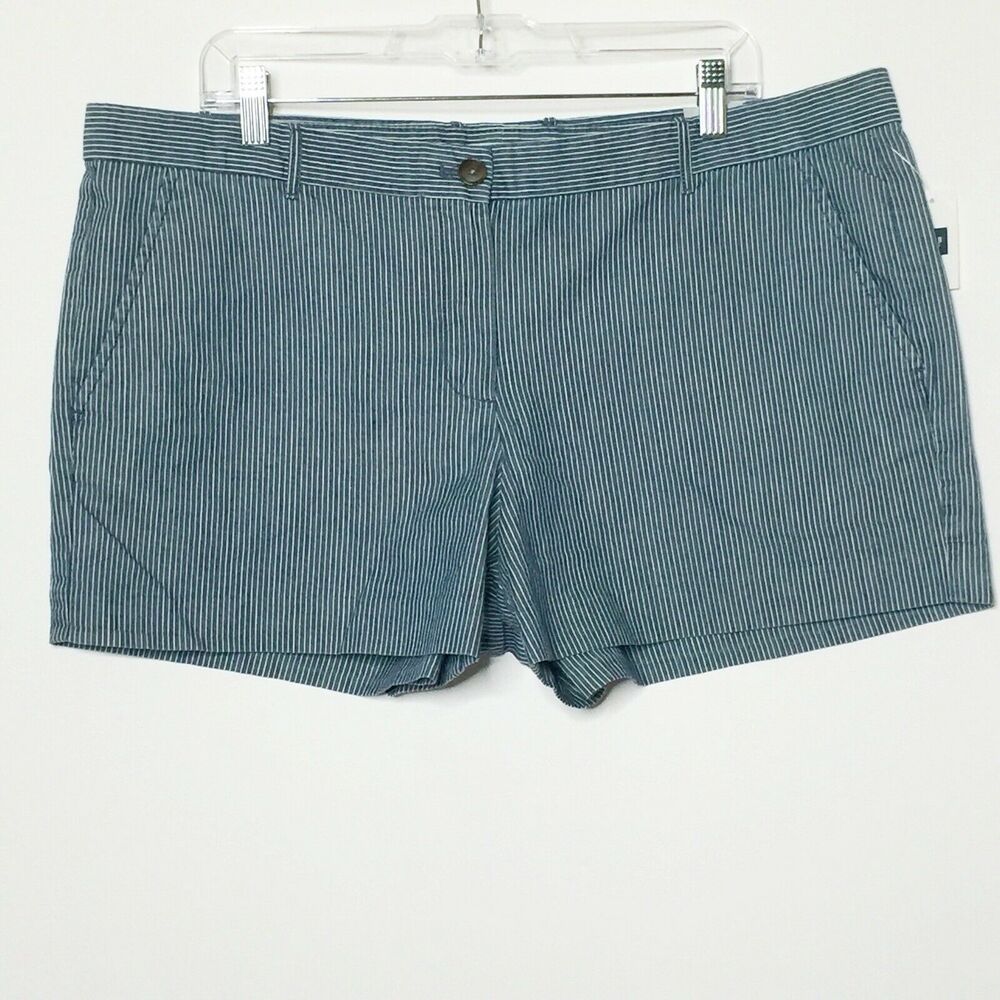 The Gap 16 NEW Shorts blue Stripe 16 Flat Front Cotton